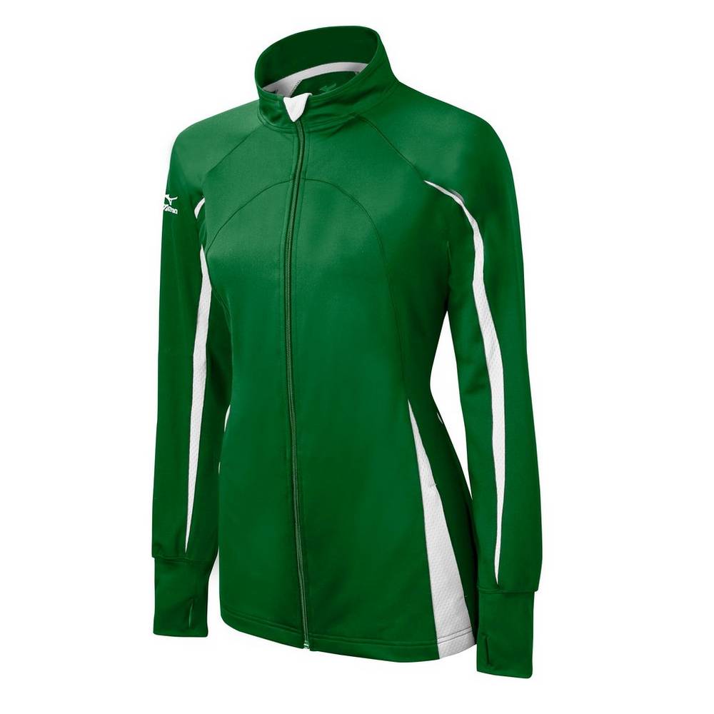 Casaco Mizuno Elite 9 Focus Full-Zip - Mulher - Verdes/Branco - QWOKC0692